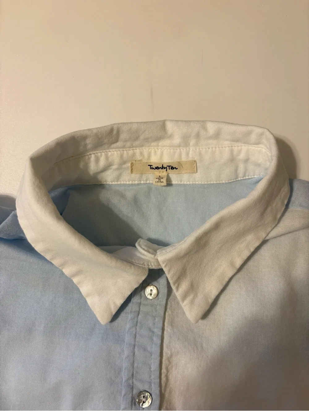 Men's Two-Tone Light Blue and White Button-Down Shirt